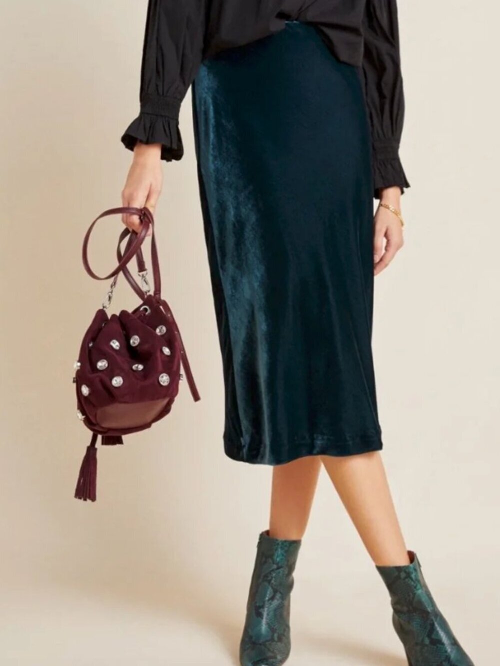 Anthropologie Maeve Kelly Velvet Midi Dress